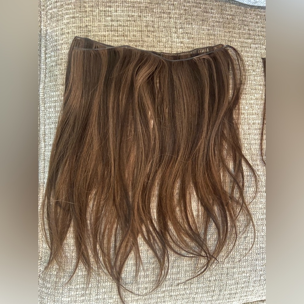 Virgin hair extensions (hand-tied wefts) only worn for an hour.